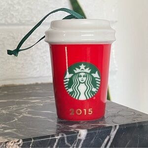 JUST IN Starbucks Holiday “2015” Gold Drink Ornament VTG Collectible Christmas